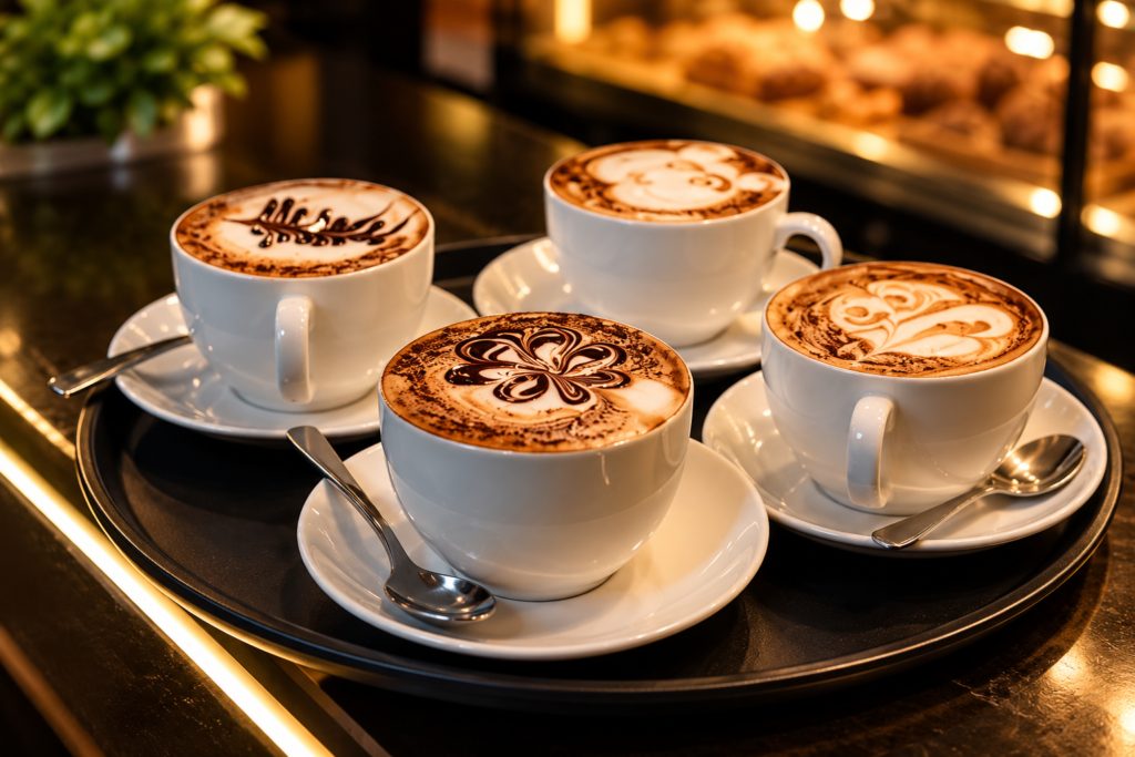 Cappuccinos ready to serve