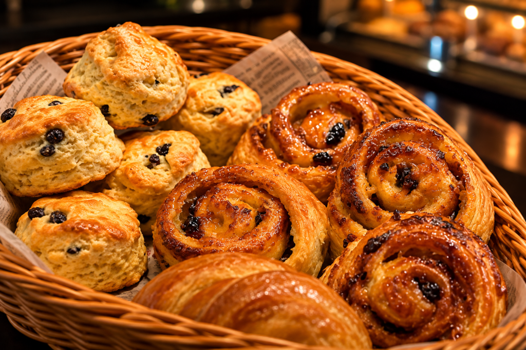 Freshly baked pastries and scones